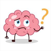 Cute curious expression of brain cartoon vector
