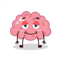 Cute lazy expression of brain cartoon character vector