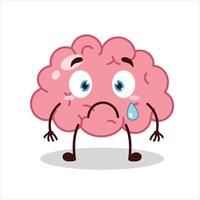 Cute nervous expression of brain cartoon vector