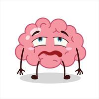 Cute bored expression of brain cartoon character vector