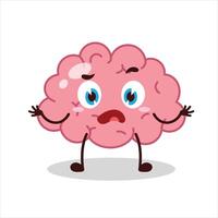 Cute don't know expression of brain cartoon character vector
