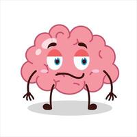 Cute silent expression of brain cartoon character vector