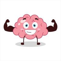 Cute masculine healthy athlete expression of brain cartoon character vector