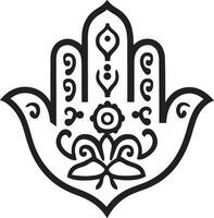 Hamsa clean simple linear outline black vector
