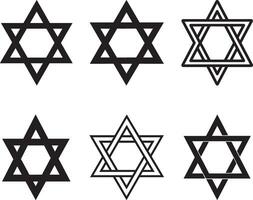 Collectiion of Star of David clean simple silhouette black vector