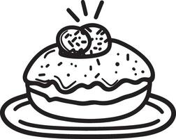 Delicious donut with jelly and powdered clean simple icon outline black vector