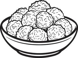 Falafel balls clean simple linear outline black vector