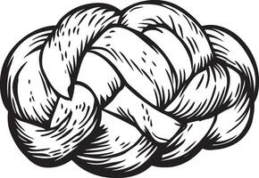 Challah Bread clean simple linear outline black vector