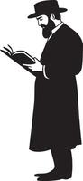 Jewish man holding holding open book clean simple silhouette black vector