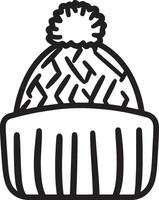 Knitted hat clean simple icon outline black vector