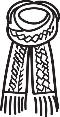 Wool knitted scarf clean simple icon outline black