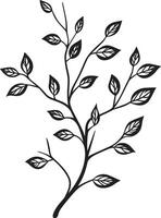 Autumn branch clean simple linear outline black vector