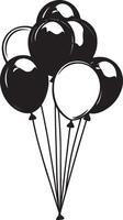 Bunch of balloons clean simple icon outline black vector