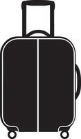 a black suitcase on wheels with a white background vector