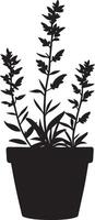 Heather flower in pot clean simple icon silhouette black vector