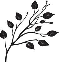 Autumn branch clean simple linear outline black vector