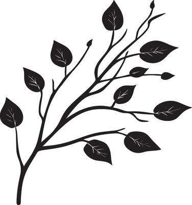 Autumn branch clean simple linear outline black