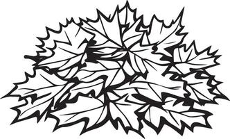 Pile of maple leaves clean simple icon outline black vector