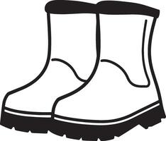yellow rubber boots clean simple icon outline black vector