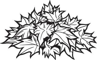 Pile of maple leaves clean simple icon outline black vector