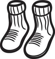 Pair of woolen socks clean simple icon outline black vector