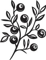 Branch with cranberries clean simple icon outline black vector