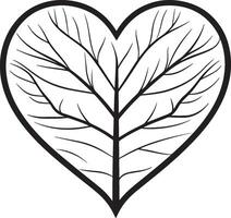 Heart shaped autumn leaf clean simple icon outline black vector
