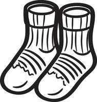Pair of woolen socks clean simple icon outline black vector