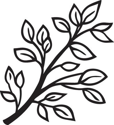 Autumn branch clean simple icon outline black