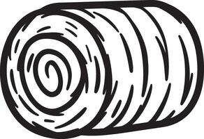 hay bale clean simple linear outline black vector