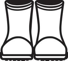yellow rubber boots clean simple icon outline black vector