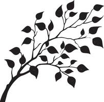 Autumn branch clean simple silhouette black vector