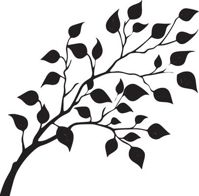 Autumn branch clean simple silhouette black