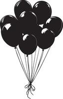 Bunch of balloons clean simple icon silhouette black vector