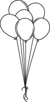 Bunch of balloons clean simple linear outline black vector