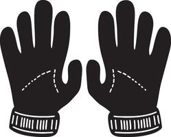 Pair of woolen gloves clean simple icon silhouette black vector