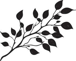 Autumn branch clean simple icon silhouette black vector