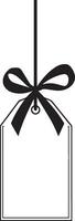 a black and white drawing of a gift tag with a bow vector