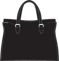 a black handbag with handles on the front vector
