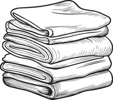 a stack of folded towels in a sketch style vector