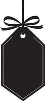 black hexagon tag with ribbon vector