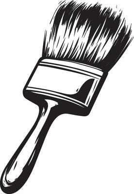 a black and white drawing of a paint brush