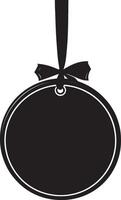a black and white illustration of a round sign with a ribbon vector