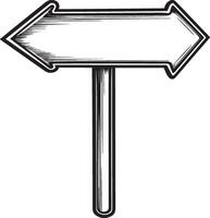 a black and white drawing of a sign pointing in two different directions vector