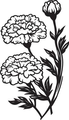 a black and white drawing of a flower