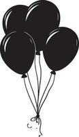 Bunch of balloons clean simple icon silhouette black vector