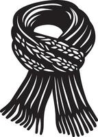 Wool knitted scarf clean simple icon outline black vector