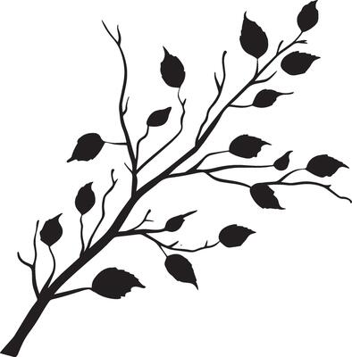 Autumn branch clean simple silhouette black