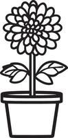 a flower pot with a flower in it coloring page vector