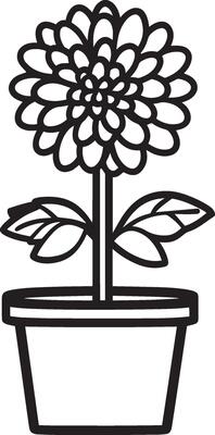 a flower pot with a flower in it coloring page